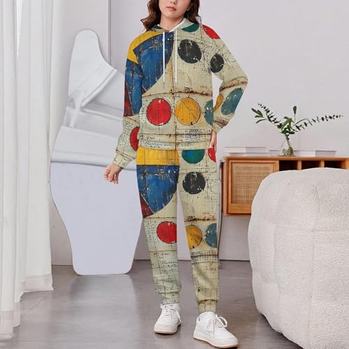 Boy's Girl's 2 Piece Outfits Graphic Sweatshirt Kid Long Sleeve Hoodie Set, Math Formula Art2