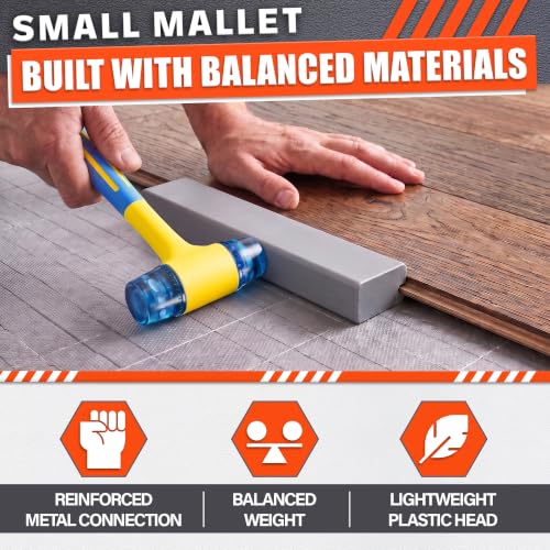 Image of Small Plastic Mallet Hammer - Double Sided 25mm Dual Plastic Heads, Lightweight 4.9 oz for Less Hand Strain - Jewelry Hammer for Crafts, Leather, Furniture Assembly, Non-Slip Rubber Grip 9.5 inch