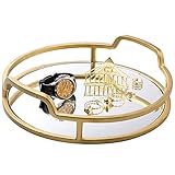 Generic 12-Inch Vintage Brass Tone Metal Round Serving Tray, Decorative Display Vanity Tray with...