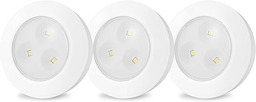LUXSWAY Luz LED de disco, luz táctil ultrafina, funciona con pilas, luces de grifo, 60 lúmenes, luces adhesivas, iluminación debajo del gabinete,