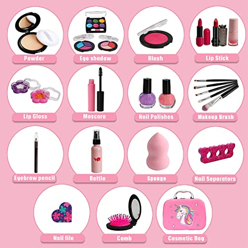 Washable Kids Makeup Girl Toys - Real Girls Makeup Set Kids Toys, Princess Pretend Play Makeup Toys for 3 4 5 6 7 8 9 10… - Image 3