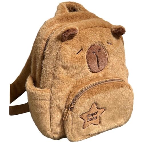 Linda mochila capivara de pelúcia mochila para livros de desenho animado elegante mochila escolar para meninas estudantes, presentes para amantes de capivara
