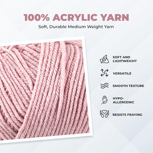 Image of Mary Maxim Maximum Value Acrylic Yarn for Crocheting and Knitting, Soft Worsted Weight Pink Yarn 4, Ideal for Blankets, Sweaters, Hats, and Scarves, 8 oz Skein (474 Yds), Light Rose - 1 Skein