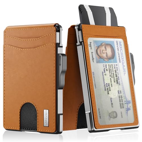 Image of umoven Wallet for Men - with Money Clip Slim Leather Slots Credit Card Holder RFID Blocking Bifold Minimalist Wallet