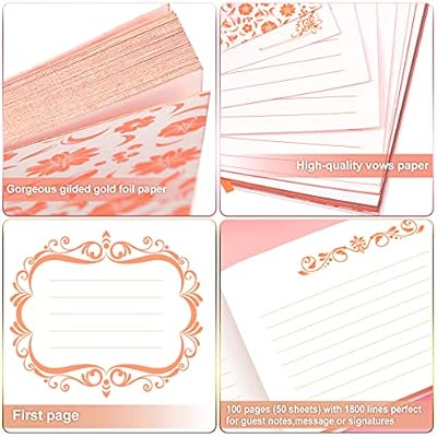 Zonon Hochzeitsgästebuch mit Stift, Hochzeitserinnerungsbuch mit Tischkarten, Gästebuch, weißes Einband mit Folie für Gäste, Besucher, um bei Hochzeit, Party, Hotel, Baby-Brautdusche, 22,9 x 15,2 cm – Bild 4