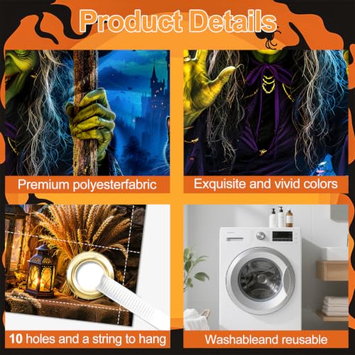 Image of Halloween Garage Door Decorations 7 x 16 ft, Witch Window Cover