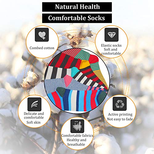 Fulier Men's Essential Colorful Design Comfort Cotton Funny Dress Crew Socks 4-5 Pack (Stripe-10Pack) #TOP5