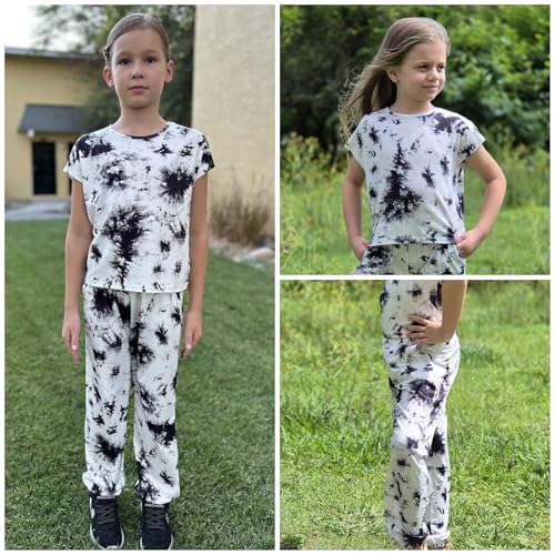 Image of Arshiner Girls Clothes 2 Piece Summer Outfits Drop Shoulder Top Pullover Sweatpants Jogger Set Sweatsuits Tracksuits 6-14Y