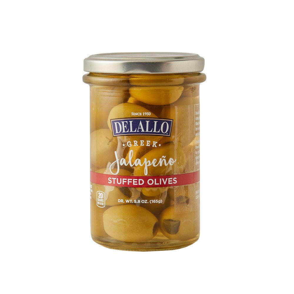 DeLallo Jalapeño Stuffed Green Greek Olives (pack of 6)