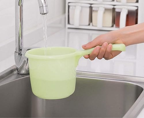 Miniatura 3 de JapanBargain Juego de 2 cucharones de agua japoneses de plástico para baño, cuchara filipina tabo de fondo plano, hecho en Japón, color verde, 3040