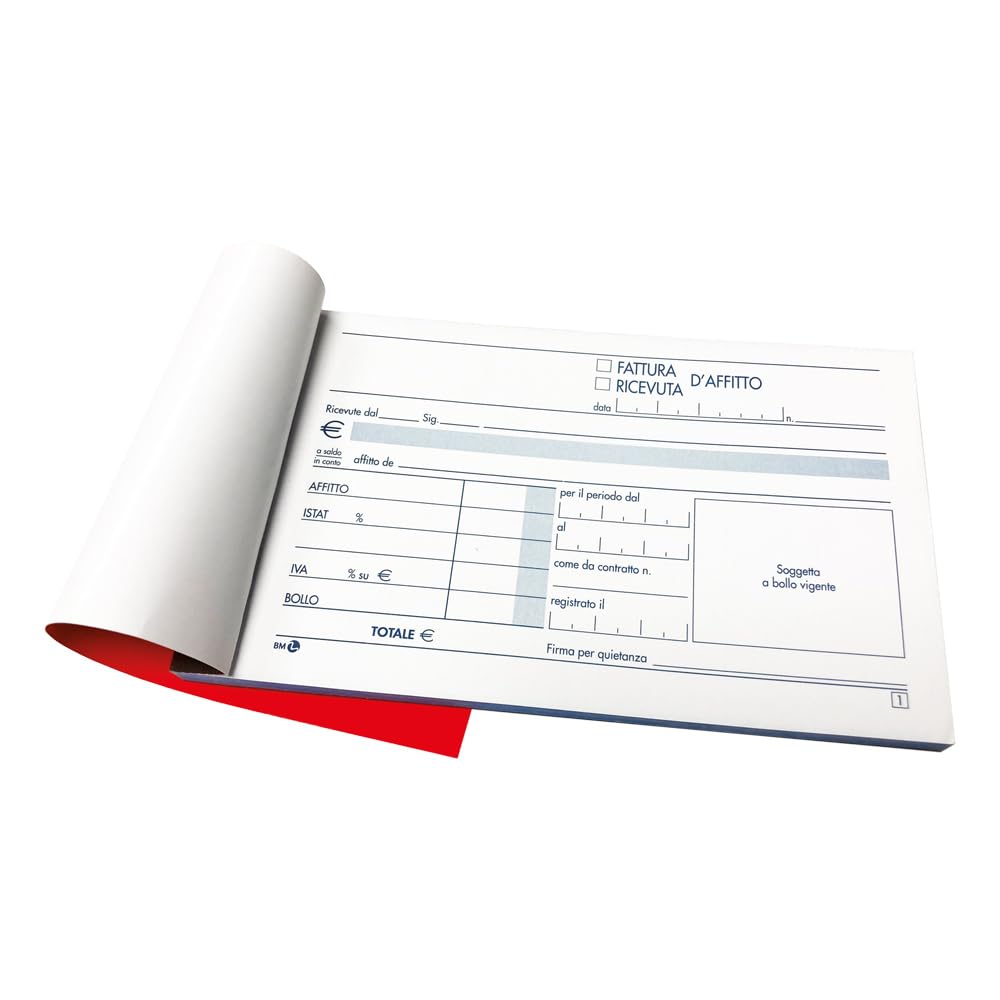 BM BeMore Mod 70/A, 0100419, Receipt Block for Rent Two Copies, 0100419, Self-Limiting Paper, 50+50 Sheets, Size 10 cm x 16.5 cm, Pack of 5