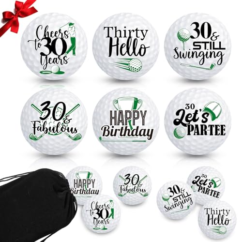 Sonwyoung 6 Pcs Birthday Golf Balls Gift Funny Golfer Gift Set Golf Birthday Set Professional Practice Ball for Men Golfers(30th)