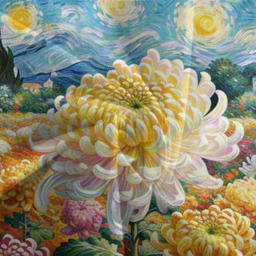 Housse de couette chrysanthème 3D microfibre douce lit King parure de lit zippée - 7