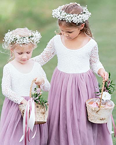 Image of Topmaker Flower Girl Dress for Toddler Baby Girls,Lace Tulle Dress for Wedding,Birthday Party,Photoshoot,Special Occasion
