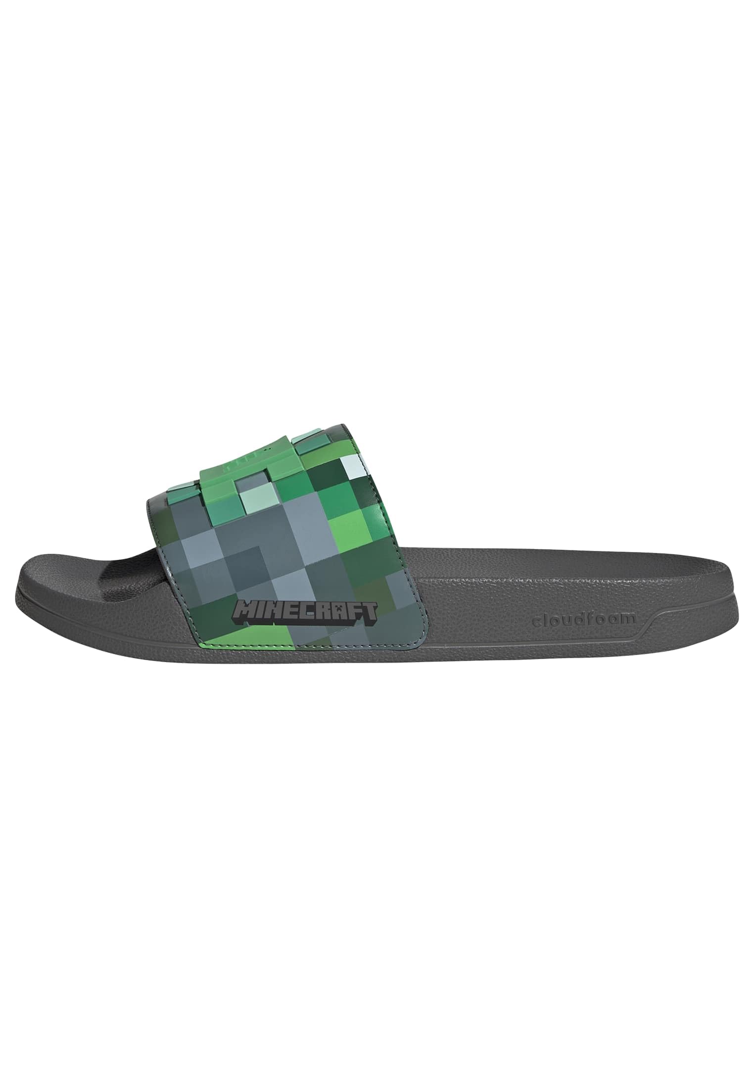 adidas Unisex Adilette Shower Minecraft Slides Shoes, Grey Four/Green, 8 UK