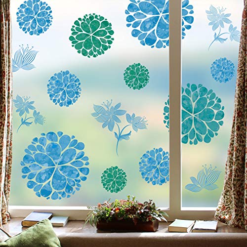Vinilos decorativos de flores azules 3D para pared, paquete de 4 miniatura 7