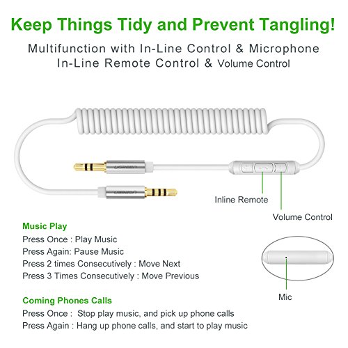 UGREEN Cavo Audio 3,5mm Cavo Aux Stereo a Spirale