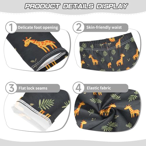 Cute Giraffe Leaves 1 Girls Leggings Athletic Pants Tights Stretch Bottom3