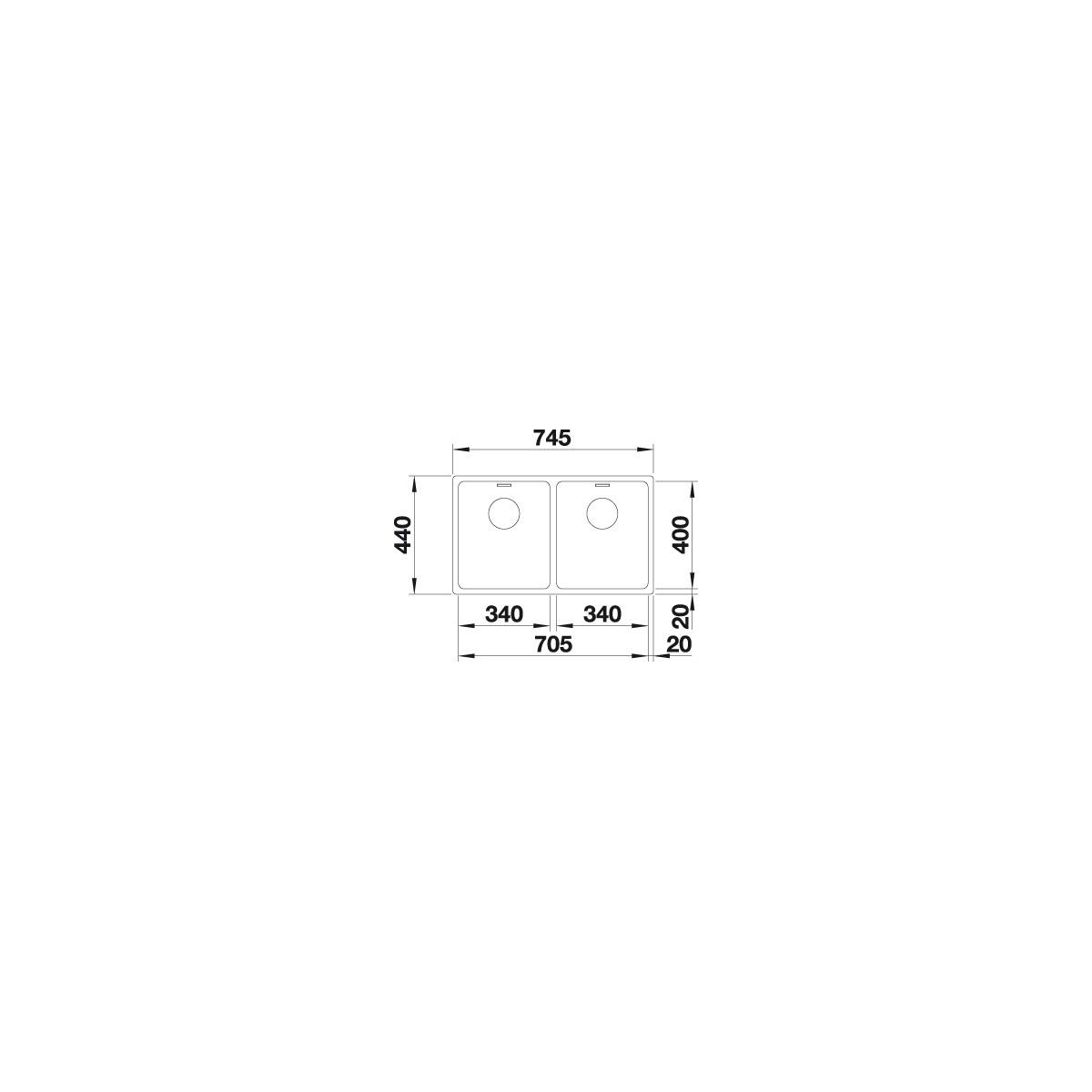 Blanco 522983 | Fregadero de cocina de acero inoxidable ANDANO 340/340-U | Color : acero inoxidable