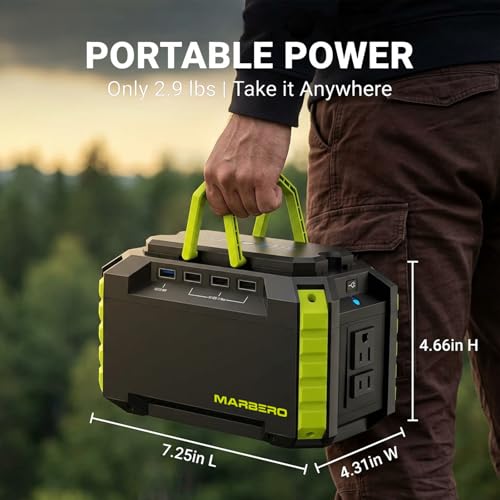 Image of MARBERO Portable Power Station 150Wh Camping Solar Generator Laptop Charger Power Bank with AC Outlet 110V 150W Peak with 4*USB, 4*DC Ports, LED Flashlights for CPAP Home Camping Hurricane Emergency