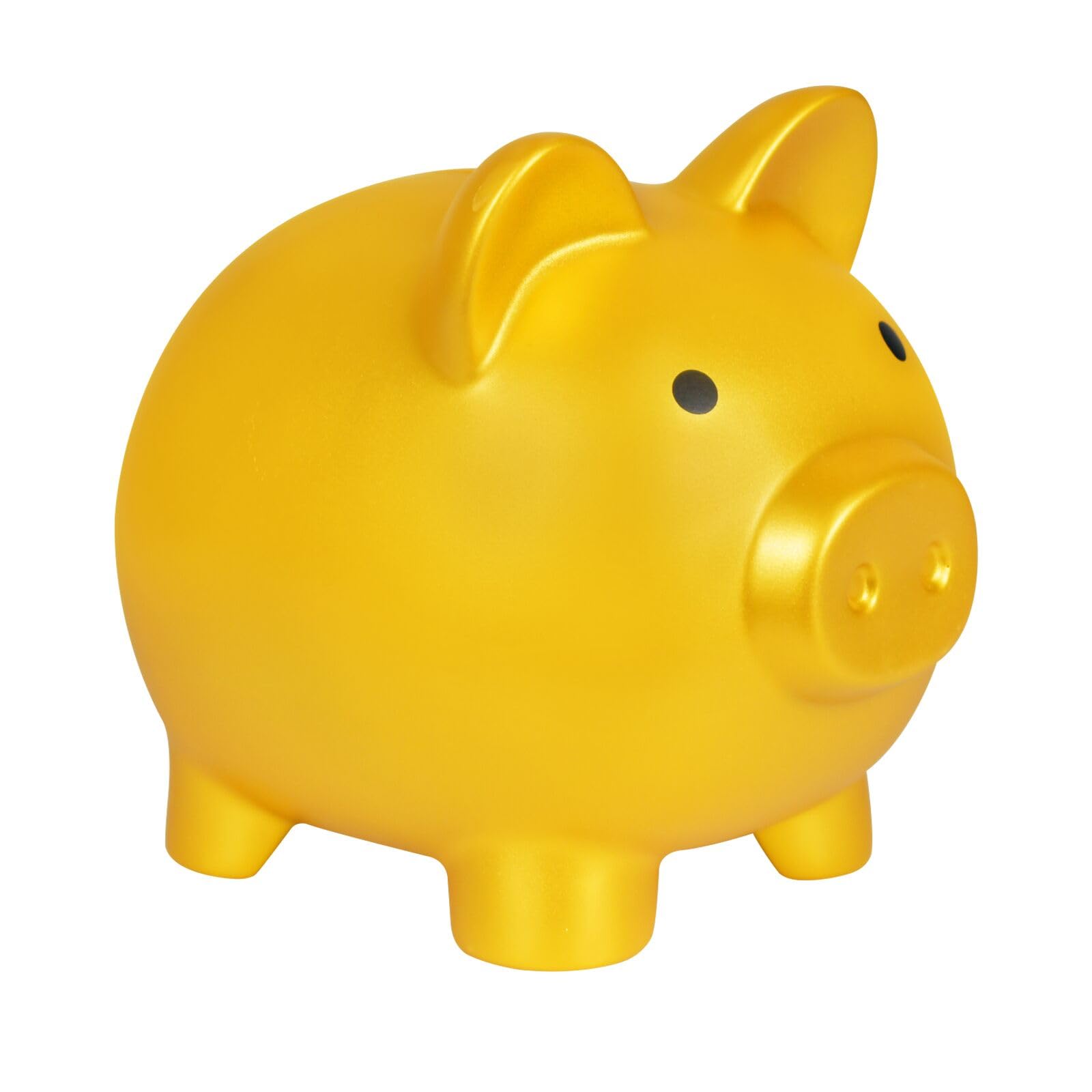 HUSAN Cute Piggy Bank, Unbreakable Plastic Money Bank, Pig Money Bank Coin Bank for Girls and Boys, Best Gifts for Birthday, Easter, Christmas (Gold)