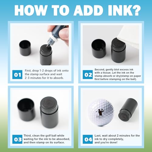 Sunamd Custom Golf Ball Stamp - Personalized Golf Ball Stamp Markers with Ink, Reusable Waterproof Golf Ball Stamper Marking, Customize Mark on Golf Balls, Golf Accessories Gifts for Father Golfers
