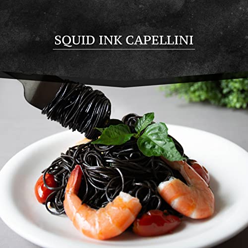 Black Hut Squid Ink Pasta, Skinny Capellini, Natural Ingredients, Spaghetti For Adult And Children, Contains Molluscs, Wheat, 17.6Oz/ 500G #TOP1