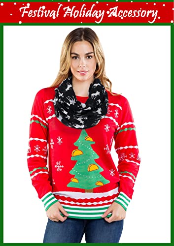 Gerinly Animal Circle Scarves: Cute Moose Print Infinity Loop Scarf For Christmas (Black) #TOP1