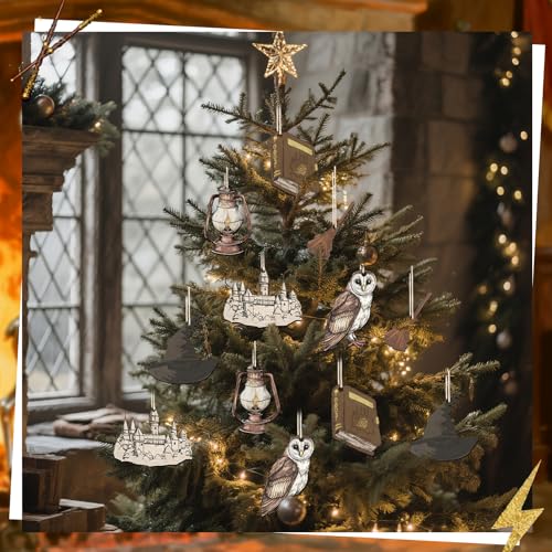 Image of Soulchen 12 Pcs Wizard Magical Theme Party Decor Vintage Magical Hanging Ornaments Wood Hanging Sign Gifts for Room Home Birthday Party Decoration