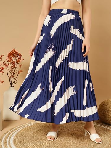 Image of ZWERLON | Effortlessly and Beautiful Floral | Floral Pleated Maxi Skirts for Women | Perfect Long Sleeve, Elastic Waist