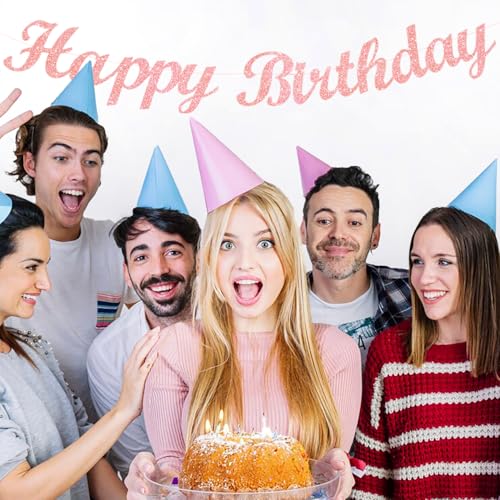 Image of Hot Pink Birthday Party-Decorations Paper-Flowers - 14pcs Happy Banner Girl Lanterns Tissue Pom Poms,Women Streamers Garland Fans,21st 18th Princess Baby Sweet 16 Pretty Hanging Supplies Decor Hugfond