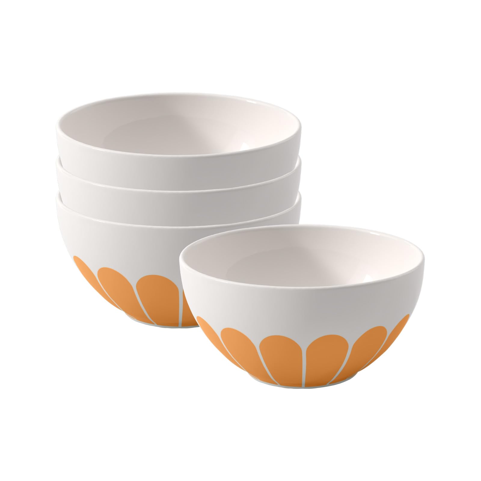 Villeroy & Boch Fleur soleil Lot de 4 bols à céréales, 14 cm, pour céréales, yaourts et collations, petit bol, motif floral, passe au lave-vaisselle et au micro-ondes, porcelaine de qualité supérieure