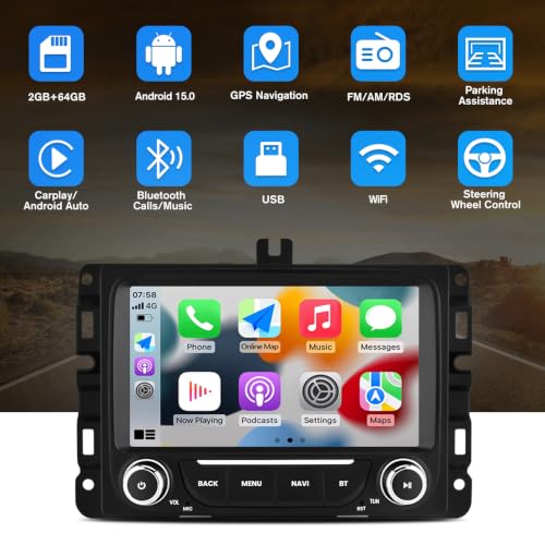 Radio para auto Android 7 pulgadas Dodge RAM 2013-2019 miniatura 2
