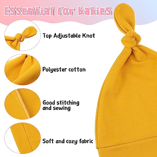 Jiuguva 16 Pcs Baby Newborn Hats Set Knot Beanie Soft Autumn Winter Infant Baby Caps 0-12 Months Spandex Cotton Hat for Girls Boys Shower Supply, 16 Colors4