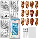 Application:Idéal pour les types d’ongles, ongles artificiels, ongles naturels, extension d'ongles en gel, Les pochoirs pour nail art fonctionnent parfaitement sur les ongles nus ou sur le vernis gel UV., cadeau parfait pour votre mère, les proches, amis, adapté à un usage domestique et aux salons de manucure, pochoir à pointe française pour toute fête ou événement spécial