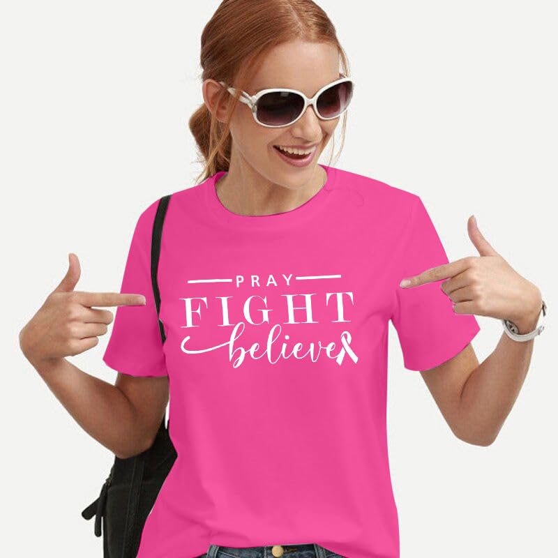 Breast Cancer Shirts for Women Pink Ribbon Breast Cancer Awareness T-Shirt Inspirational Short Sleeve Top4