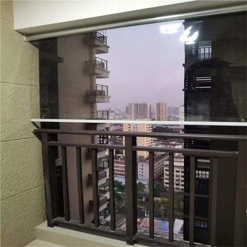 Clear PVC Roller Blinds for Pergola, Patio, Balcony Waterproof Windproof Outdoor Shade Cover with Handle & Spring System, Heavy Duty Transparent for Garden/Garage/Retail Display & Food Cabinet(W52xH 7