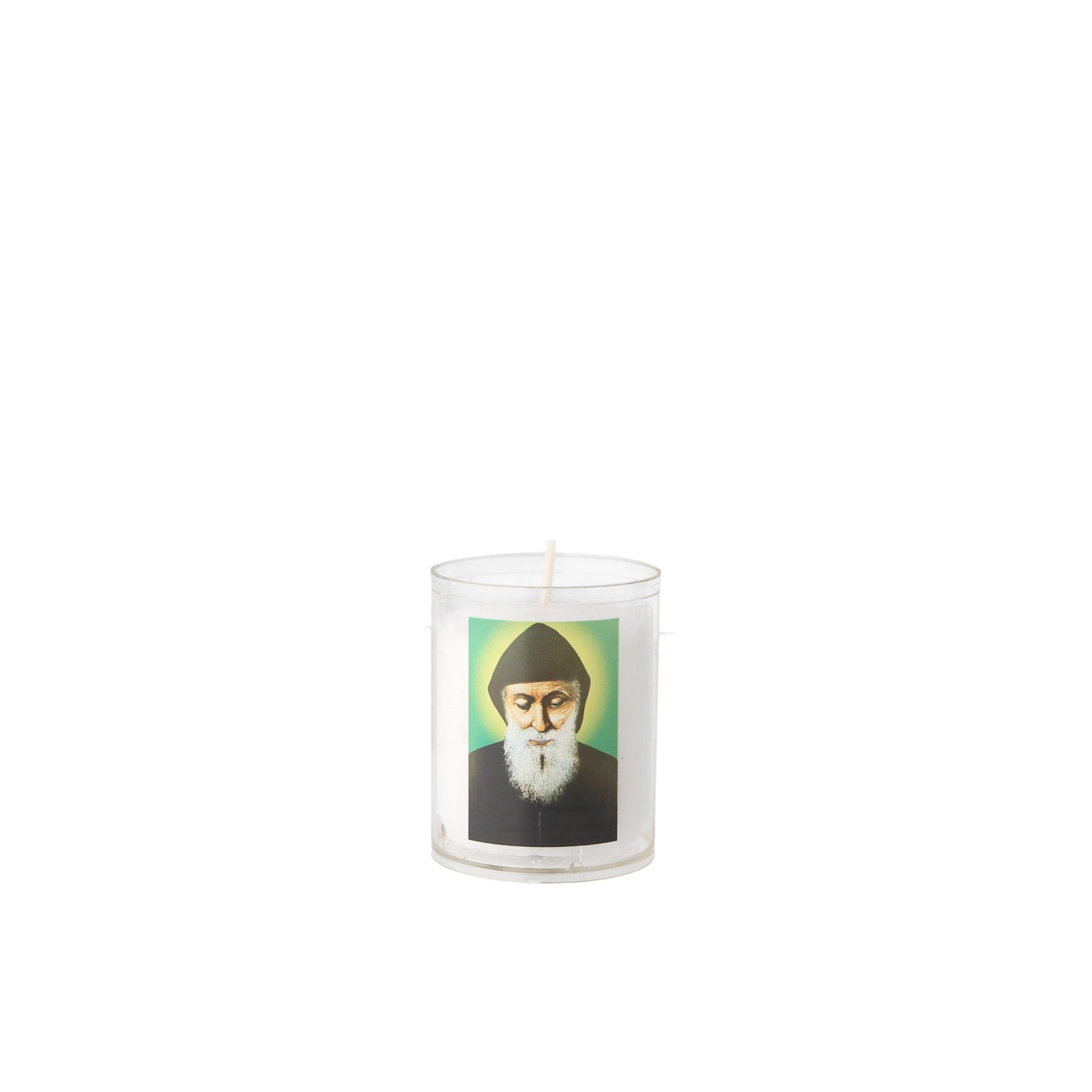 Palais Du Rosaire White Saint Charbel Night Light Candle – Votive Candle – Christian Cult In Vegetable Wax