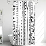 Mikaiva Boho Shower Curtain with 12 Plastic Hanging Hooks, 72 x 72 Inch, Vintage Fabric Softness, He