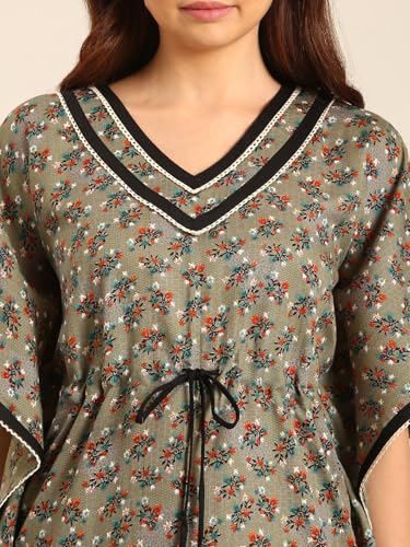 Image of Rupa Jon Aishwarya Women Full Length Printed Kaftan Nighty in Premium Cotton Blend Fabric, Night Dress, Maxi Nighty for Comfortable Everyday Wear