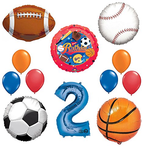 Mayflower Products The Ultimate Sports Theme 2nd Birthday Party Supplies and Balloon Decorating Kit
