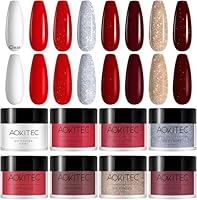 Aokitec 8 Colors Dip Powder, Dipping Acrylic Nail Set, French Powder Pro Collection System Nail Art Starter Manicure Salon DIY at Home, Odor-Free&Long-Lasting, No Needed Lamp Curing