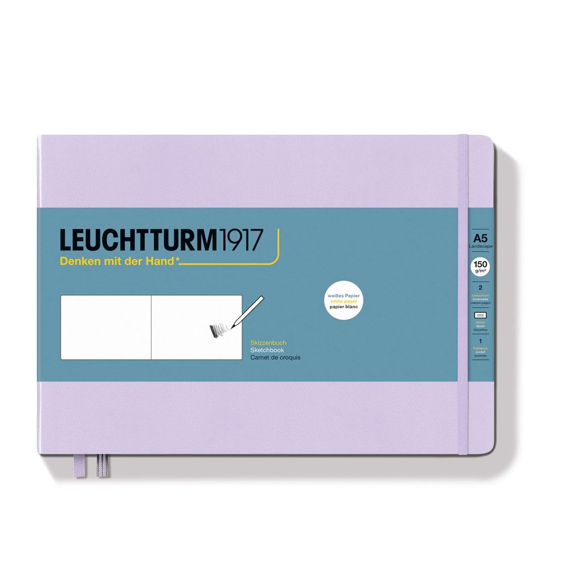 Leuchtturm1917 Fliederfarben 370356 Sketchbook Landscape (A5), Hardcover, 112 Pages (150 G/Sqm), Plain, Lilac