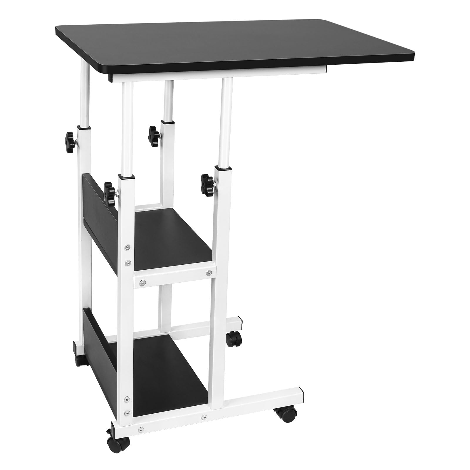 Table d'appoint légère, de lit médicalisé,Bureau Informatique, Bureau Gaming, Roulante Canapé pour Ordinateur Portable Hauteur Pliante avec 4 roulettes-60 * 40 * 76-86.5 cm-Noir