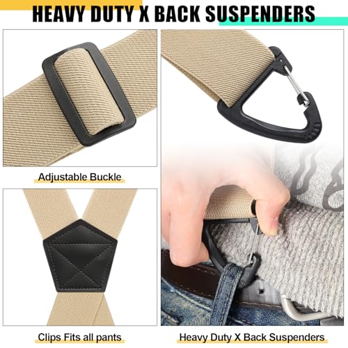 Image of Janmercy 2 Pcs Men's Hidden Suspenders Under Clothing | 1.5 inch X Back Heavy Duty Work for Shirt Jeans