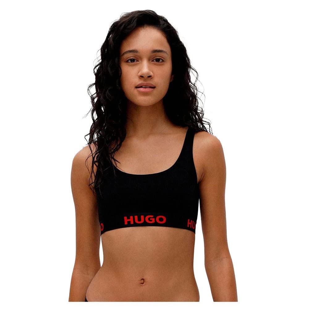 HUGO Women's Bralette Sporty Logo Bralet, Black1, M