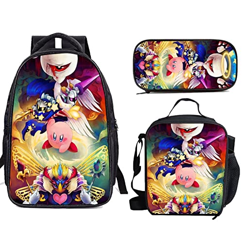 Ikbagvbk Kir.by 3 Pcs Kid Backpack Set，Boys Girls Multifunction Bookbag/Schoolbag With Tote Lunch Box Bag & Pencil Case Box Combo Set #TOP28