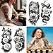 92 PCS Black Flowers Temporary Tattoos Adult Women Girl Teens 3D Temp Realistic Sunflower Rose Cross Leopard Snake Fake Tattoos, Butterfly Peony Floral Leaf Serpent Tatoo Sticker Men Long Lasting