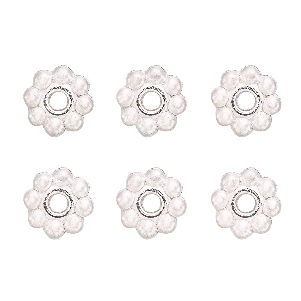 Craftdady 300Pcs Silver Daisy Flower Spacer Beads 5x1.5mm Metal Snowflake Charm Beads for Jewelry Making Hole: 1mm