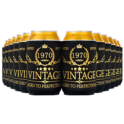Crisky Vintage 1970 Can Coolers 50th Birthday Beer Sleeve Party Favor 50th Birthday